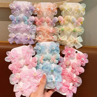 Children's Bow Hairpins Princess Super Fairy Yarn Flower Bang Clip