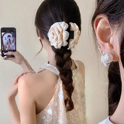 Red Rose Hair Clip Back for Girls & Women