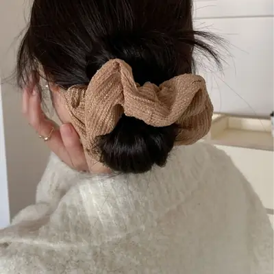 Simple Pleated Hair Ring Ponytail Headdress Solid Color