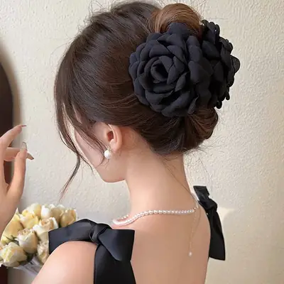 Pink Rose Hair Clip for Girls & Women
