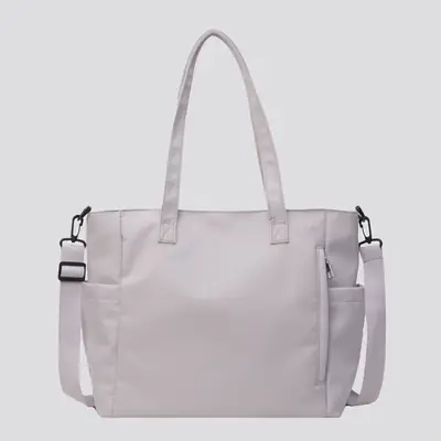 Waterproof Nylon Shoulder Bag Large Capacity Light Grey