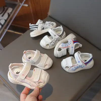 Women Mesh Sandals White Pink Adjustable Velcro