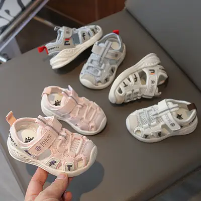 Baby Boy Toddler Sandals Summer New Non-Slip Soft Bottom Beach Shoes Baby Baotou Functional Sandals Girls Cut Out