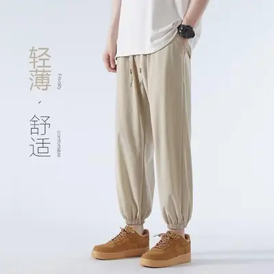 Men Japanese Ice Silk Leg-toe Pants Black