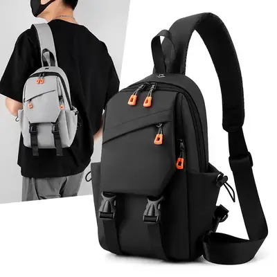 Men's Black Nylon Crossbody Bag Large Capacity