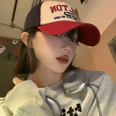 Women American Style Retro Letter Baseball Cap Wide Brim Big Face Cap