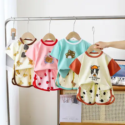 Kids Cotton Short Sleeve Baby Shorts Set Summer New Boys