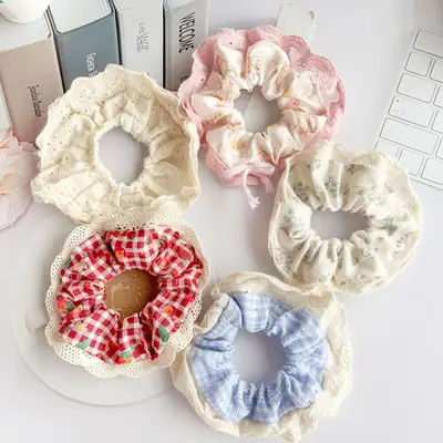 Fairy Net Hair Rings for Girls Pink White Blue