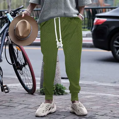Cross-Border Men's Jacquard Drawstring Pants Large Spring Summer