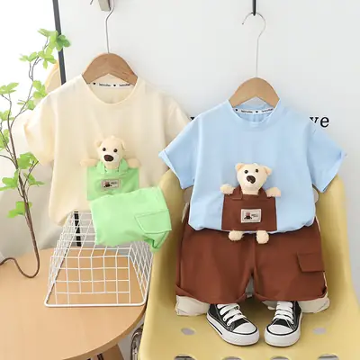Boys T-Shirt Bear Print Short Sleeve Summer Wear