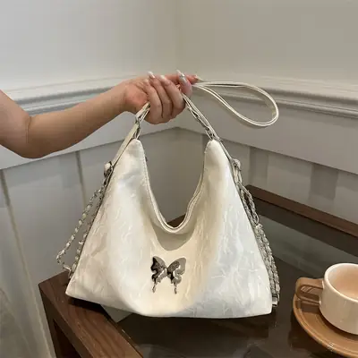 White Butterfly Shoulder Bag Women's 2024 Spring Summer
