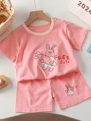 Baby Dinosaur T-Shirt Shorts Set Orange White Kids