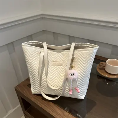 Pink Textured Shoulder Bag for Women Spring New