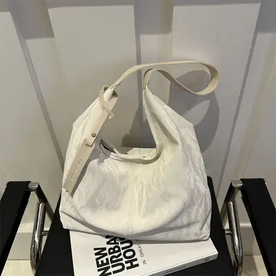 Black Textured Shoulder Bag Women 2024 Spring Summer