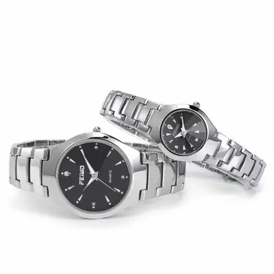 Couple Watches Gold Silver Quartz Waterproof Gift Set