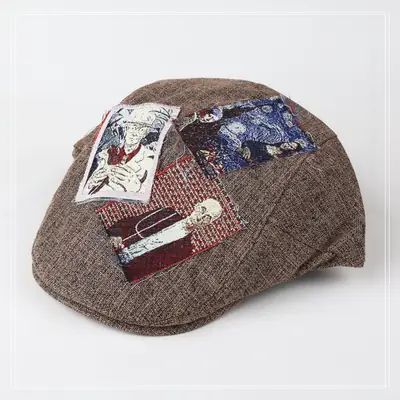 Women's Retro Patch Cotton Linen Cap for Spring Summer