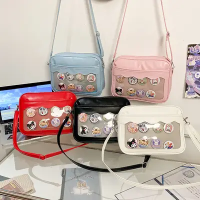Pink Cartoon Button Shoulder Bag for Women