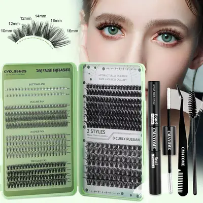 False Eyelash Set with D-Shape & Self-Grafting Clips