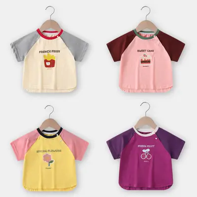 Baby T-shirt Sweet Cake Print Pink Maroon Short Sleeve