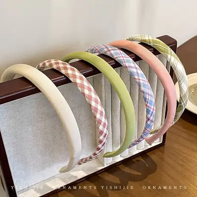 Mustard Green Plaid Hair Band for Girls