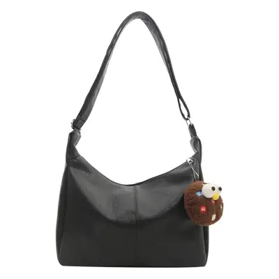 Textured Soft Leather Shoulder Bag Women Brown 2024 Spring Summer