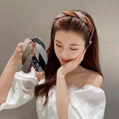Women's Summer Hair Pressing Headband Brown Patterned