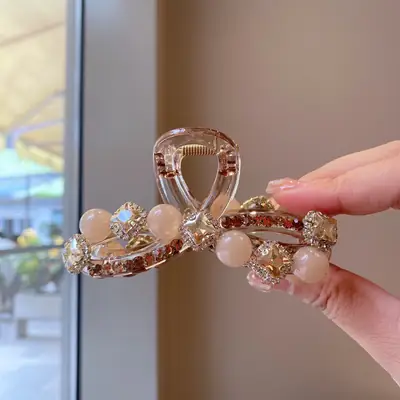 New High-End Citrine Beaded Clip Medium Ponytail