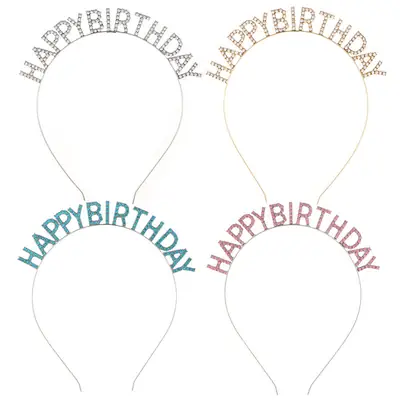 European & American Birthday Headband with Crystal Letter "Happy Birthday"
