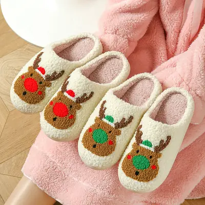 Cute Blue Eye Wool Slippers for Women Winter Warm