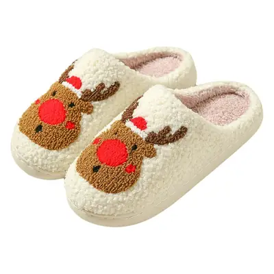 Cotton Devil's Eye Slippers White Warm Indoor