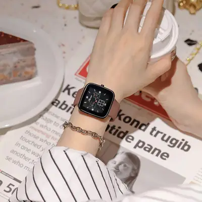 Square Watch with Silicone Strap for Men Women