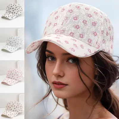 Women's White Diamond Cap with Adjustable Strap