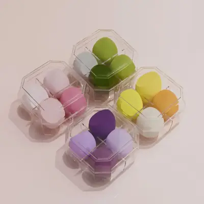 Patent Box 4 Puff Beauty Makeup Egg Air Cushion Powder Puff