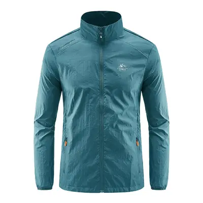 Men's White Ice Silk Sunproof Jacket with Vertical Collar