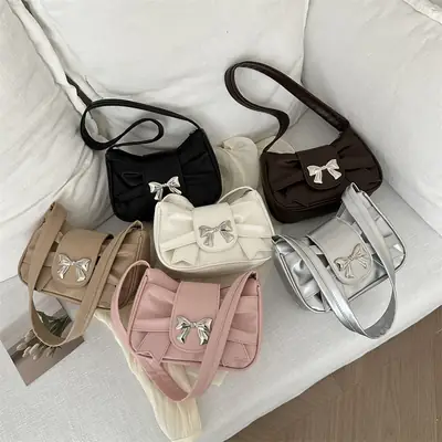 Black Bowknot Crossbody Bag for Women 2026