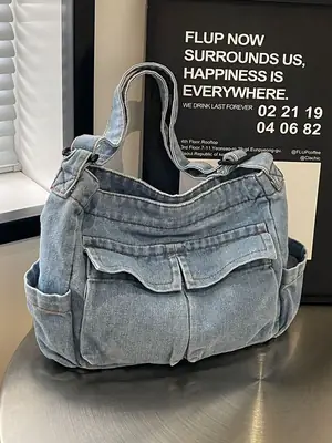 Denim Shoulder Bag Women Large Capacity Crossbody
