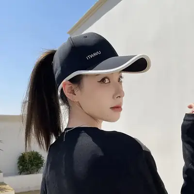 Women's Black Baseball Cap Sunscreen Hat Summer Sports Running Cap