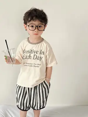 Girls Printed T-Shirt Summer Loose Fit Korean Style
