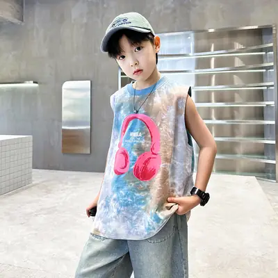 Trendy Boys' Tie-Dye Sleeveless T-Shirt Summer 2025
