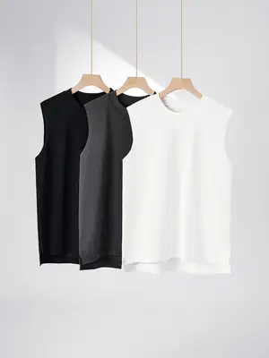 Men Sleeveless Ice T-Shirt 230g Summer Beige