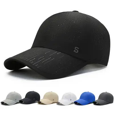 Men's Black Mesh Baseball Cap with Adjustable Strap