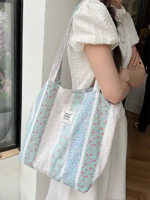 Women's Romantic Floral Canvas Shoulder Bag