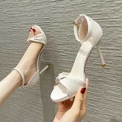 Women High Heels Black Stiletto Open Toe 2025