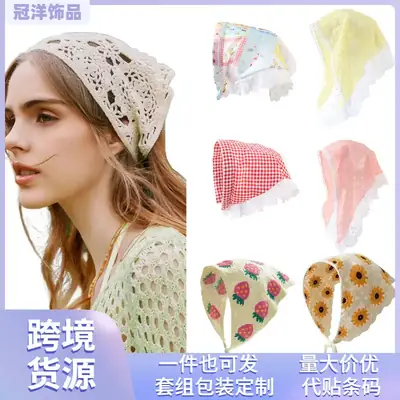 White Lace Hair Belt with Triangle Scarf Set