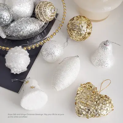 Nordic Heart Ornament 10cm Gold Sparkle