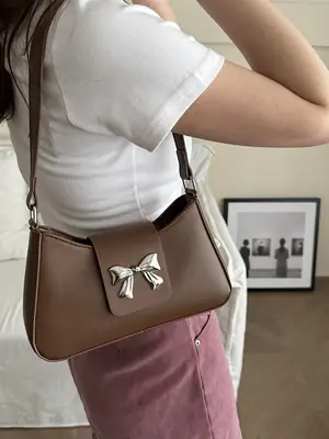 Women's Butterfly Bow Shoulder Bag Beige 2024