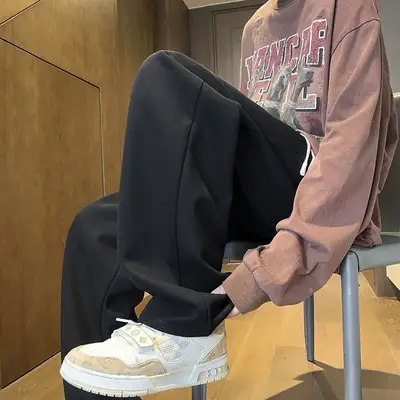 Men's Grey Sweatpants with Green Sneakers