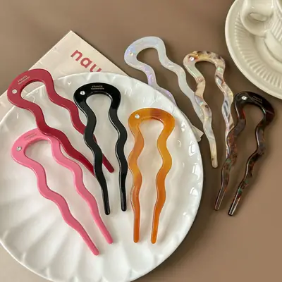 U-shaped Hairpin Female High-end Sense New Chinese-style Ball Head Hair Artifact 2024 New Hair Hairpin Antique Daily Headwear