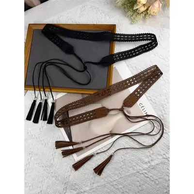 Women's Tassel Waist Belt with Chain Accessory