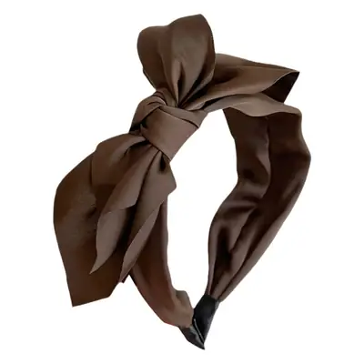 Satin Knot Headband for Women Brown Sweet Temperament